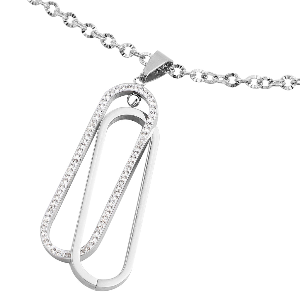 Weißer Zirkonia Anhänger mit Kette ca. 71 cm Edelstahl ca. 0,10 ct