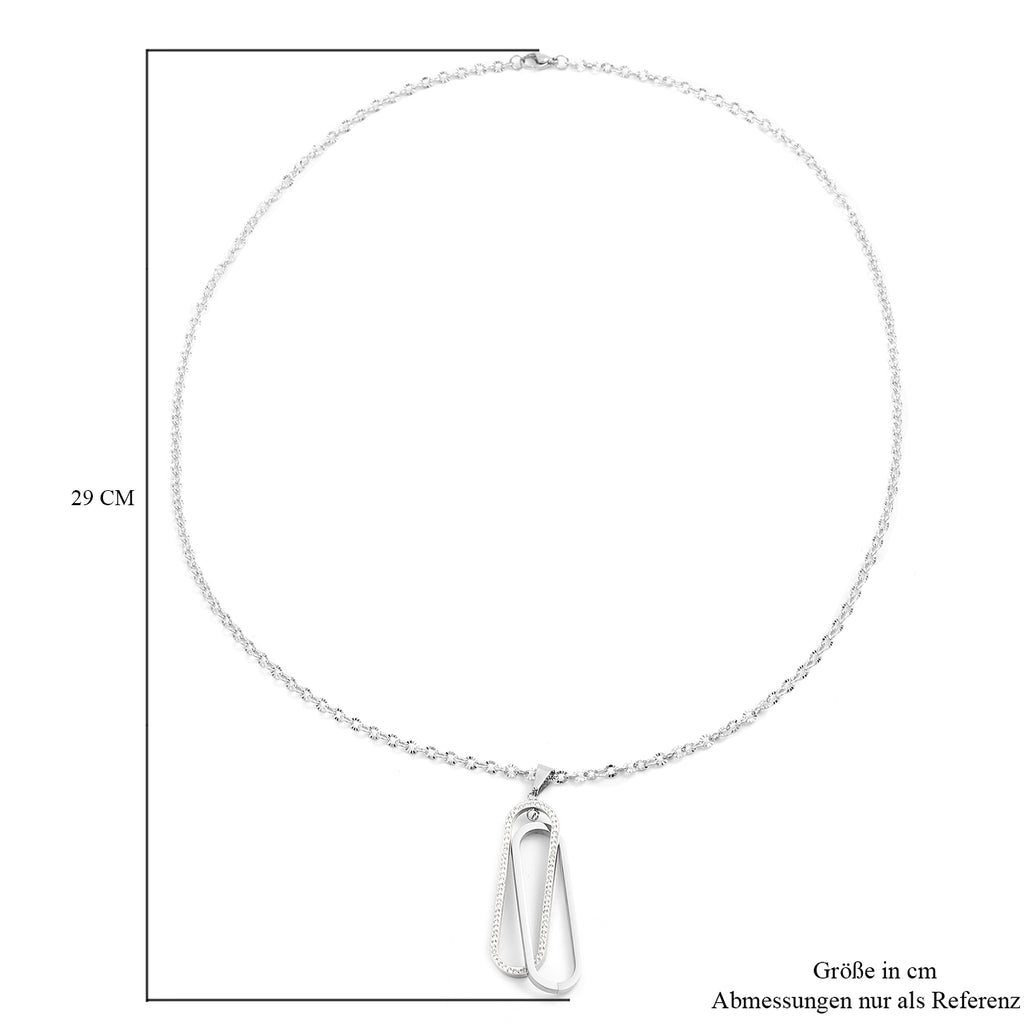 Weißer Zirkonia Anhänger mit Kette ca. 71 cm Edelstahl ca. 0,10 ct