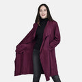 LA MAREY lange Wasserfall offene Jacke aus Wildleder, Größe M, Lila