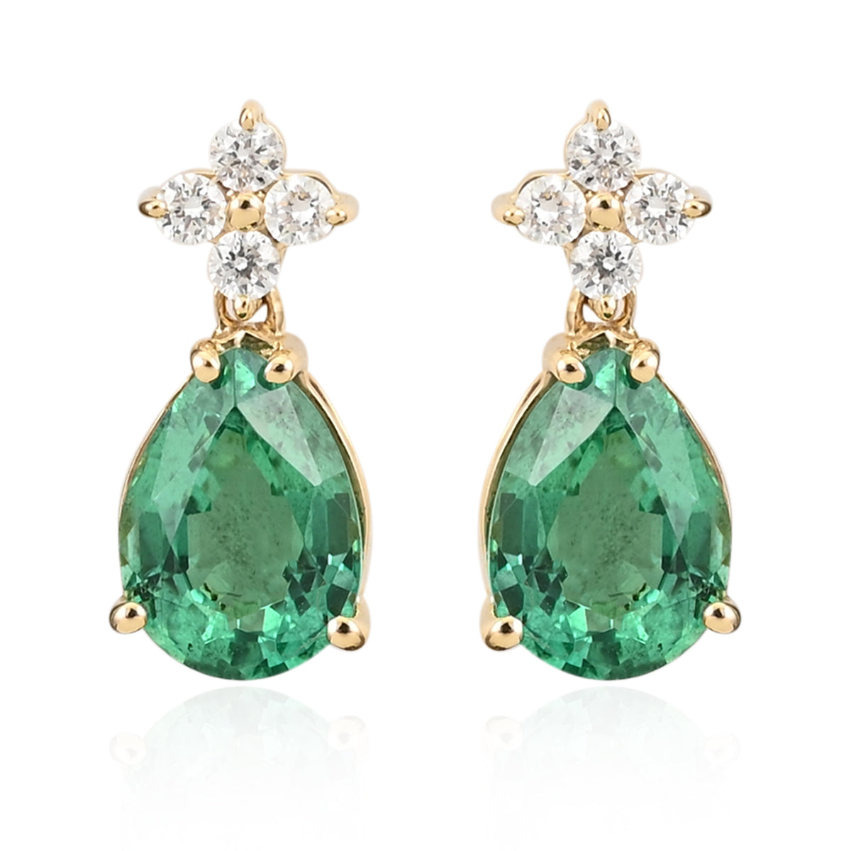 ILIANA AAA sambische Smaragd und Diamant-Ohrringe, SI G-H, 750 Gelbgold ca. 1.40 ct