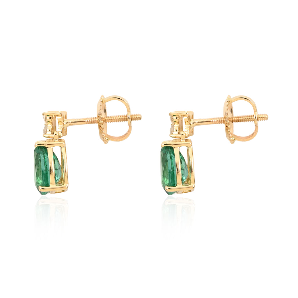 ILIANA AAA sambische Smaragd und Diamant-Ohrringe, SI G-H, 750 Gelbgold ca. 1.40 ct
