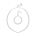 Weiße Kristall-Halskette mit Armband, reines Messing