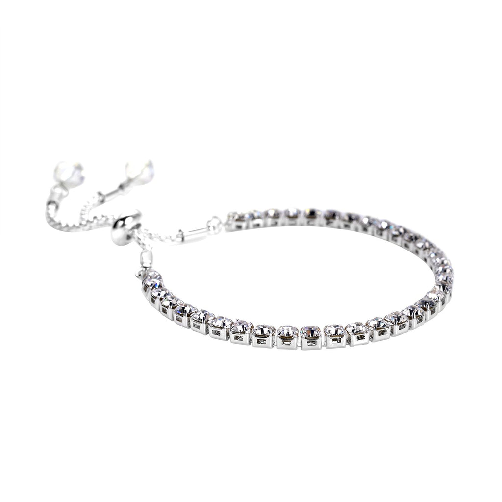 Weiße Kristall-Halskette mit Armband, reines Messing