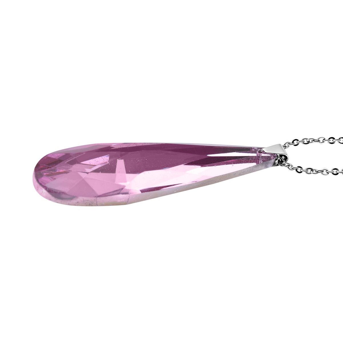 Rosa Glas-Ohrringe und Anhänger mit Kette, Edelstahl