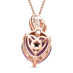 GP Amore Kollektion - Rose de France Amethyst und Kanchanaburi blauer Saphir-Anhänger mit Kette, ca. 50 cm, 925 Silber Roségold Vermeil ca. 6.24 ct