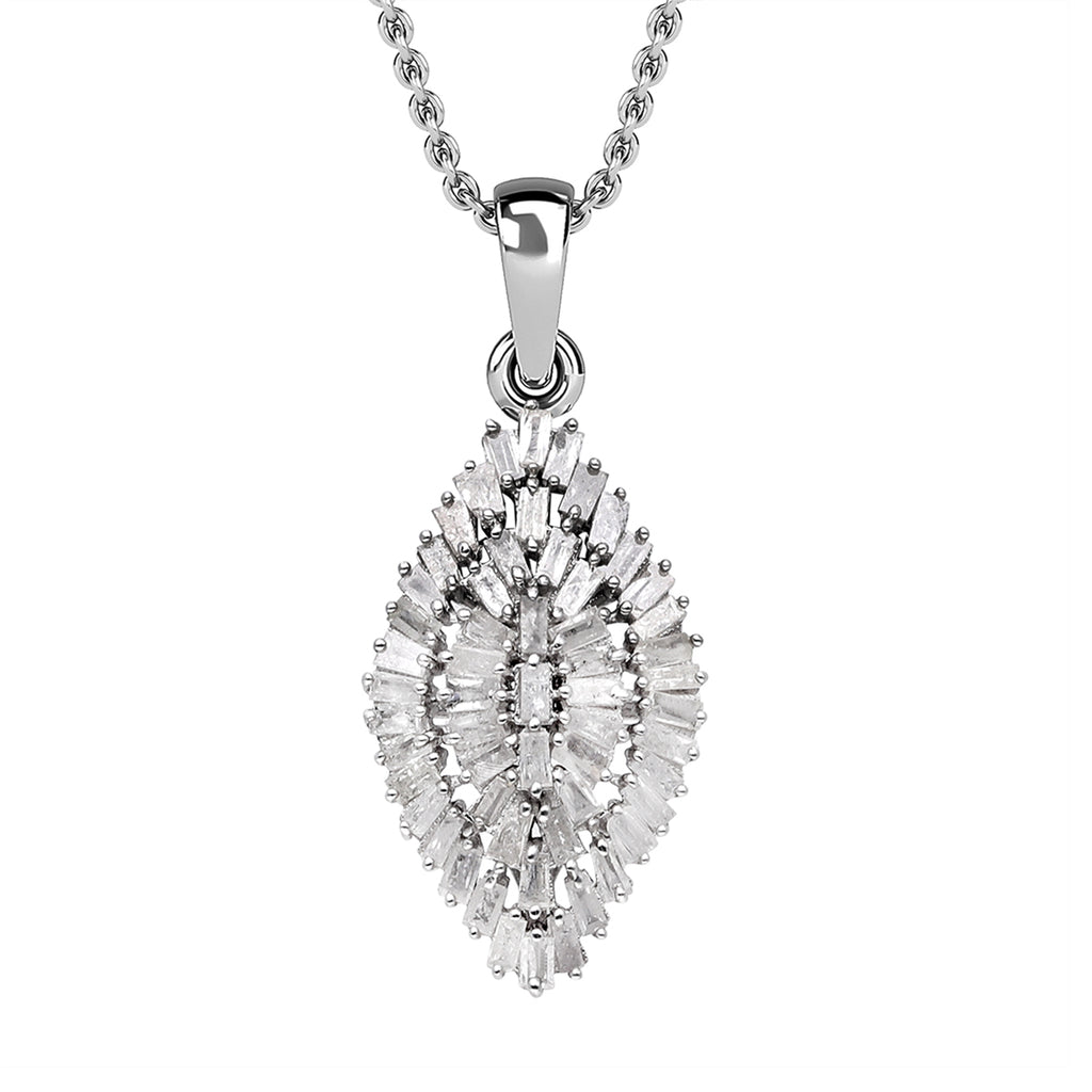 Weißer Diamant Anhänger mit Kette, 925 Silber platiniert ca. 1.00 ct