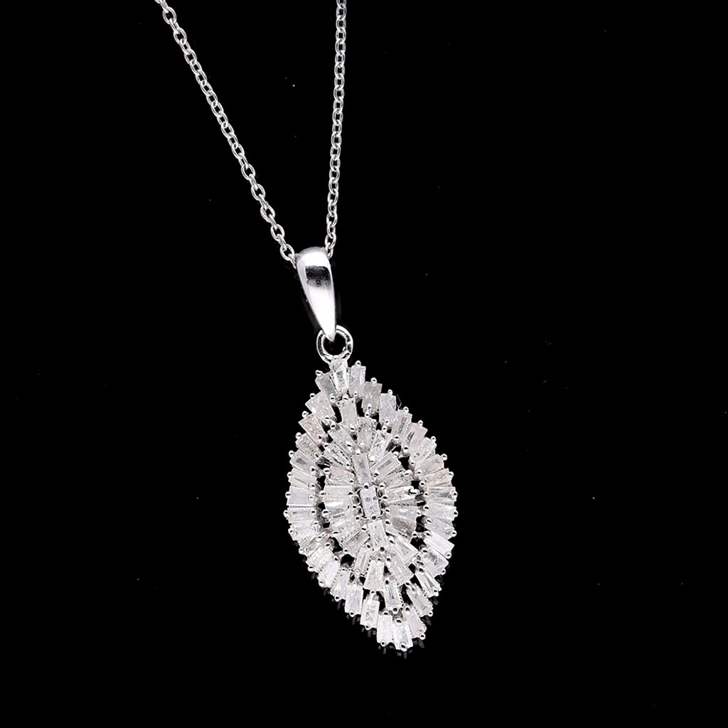 Weißer Diamant Anhänger mit Kette, 925 Silber platiniert ca. 1.00 ct