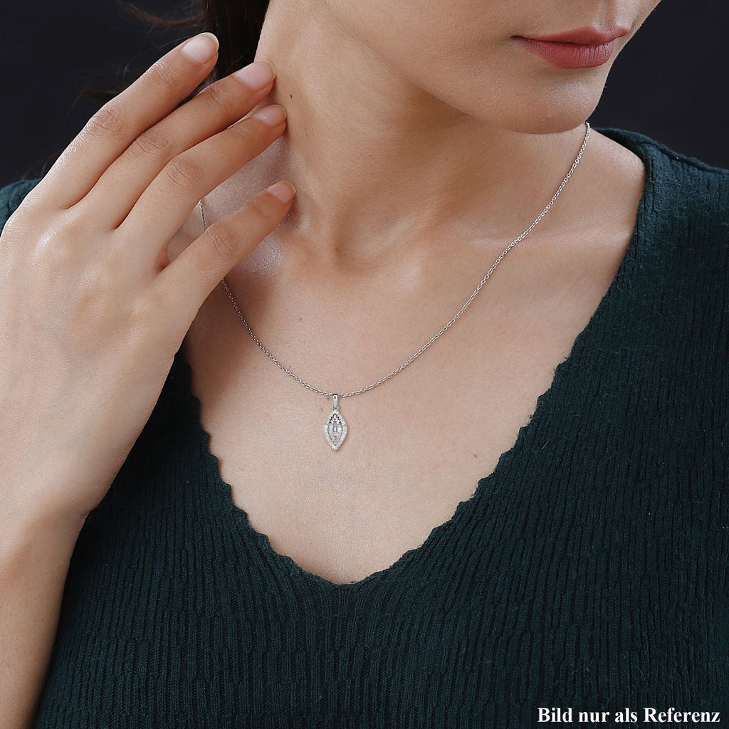 Weißer Diamant Anhänger mit Kette, 925 Silber platiniert ca. 1.00 ct