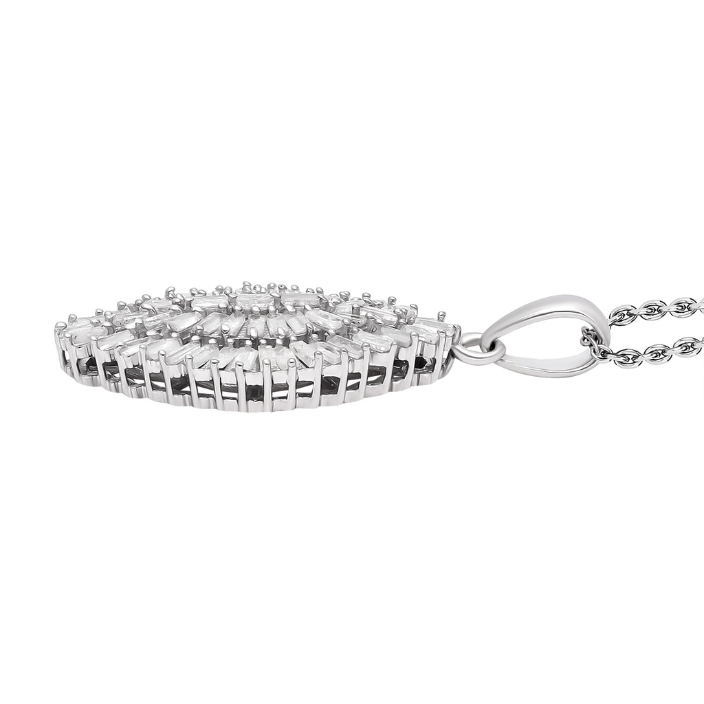 Weißer Diamant Anhänger mit Kette, 925 Silber platiniert ca. 1.00 ct