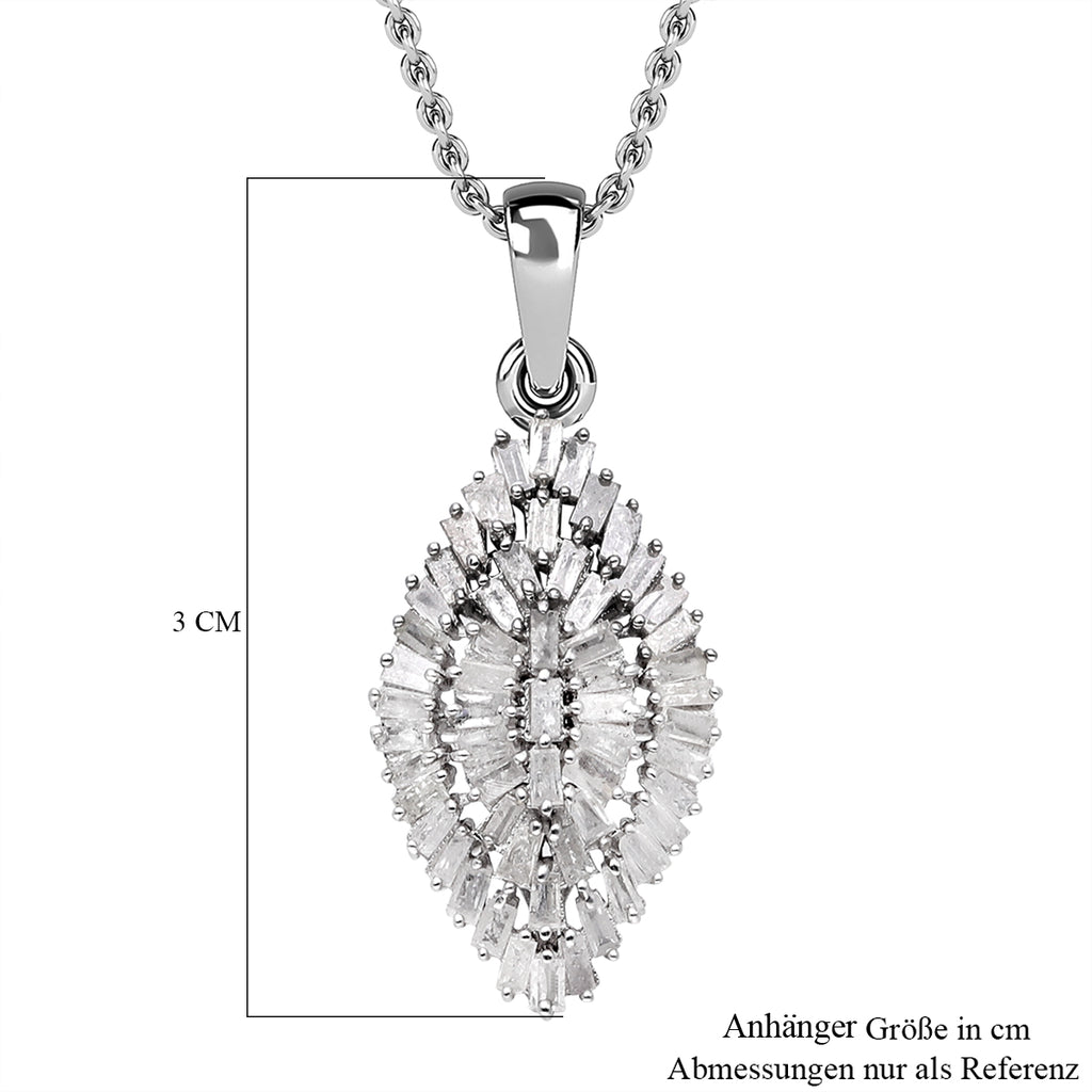 Weißer Diamant Anhänger mit Kette, 925 Silber platiniert ca. 1.00 ct