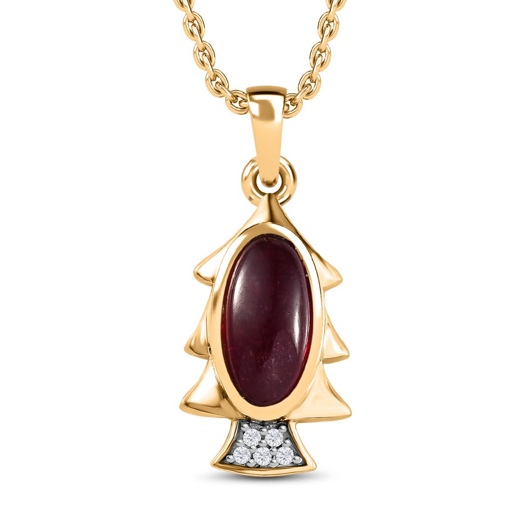 Afrikanischer Rubin (Fissure gefüllt), Kanchanaburi Blauer Saphir Anhänger mit Kette ca. 45 cm, 925 Silber Gelbgold Vermeil ca. 3.76 ct