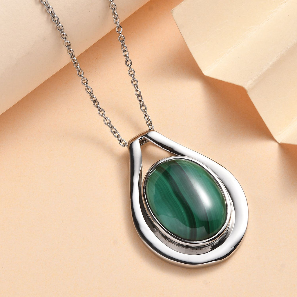 Malachit Schmuckset Edelstahl ca. 18.00 ct