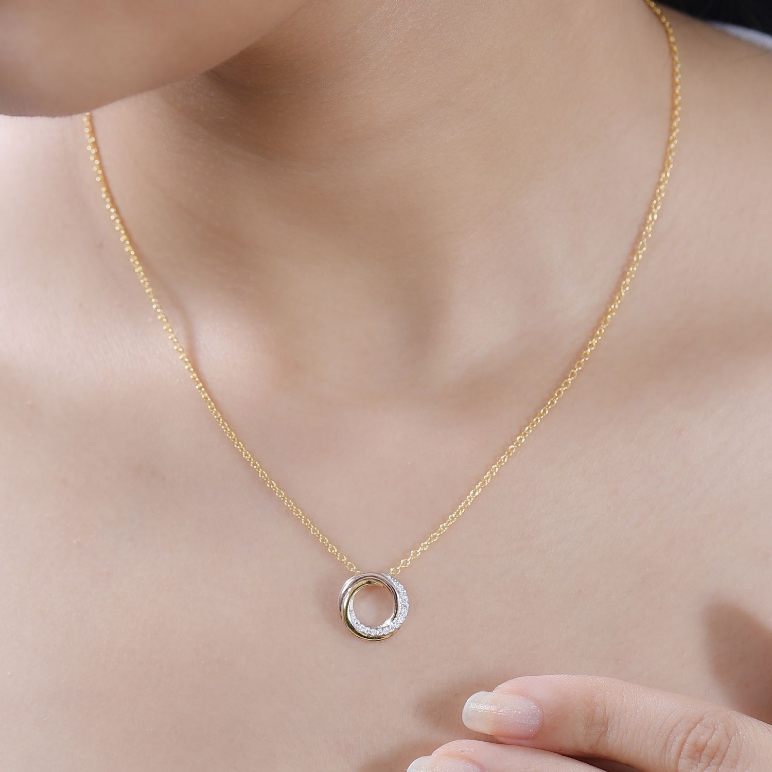 Moissanit Anhänger mit Kette ca. 50 cm, tricolor, 925 Silber rhodiniert