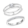 2er Set - Moissanit Ring, 925 Silber rhodiniert (Größe 17.00) ca. 0.48 ct