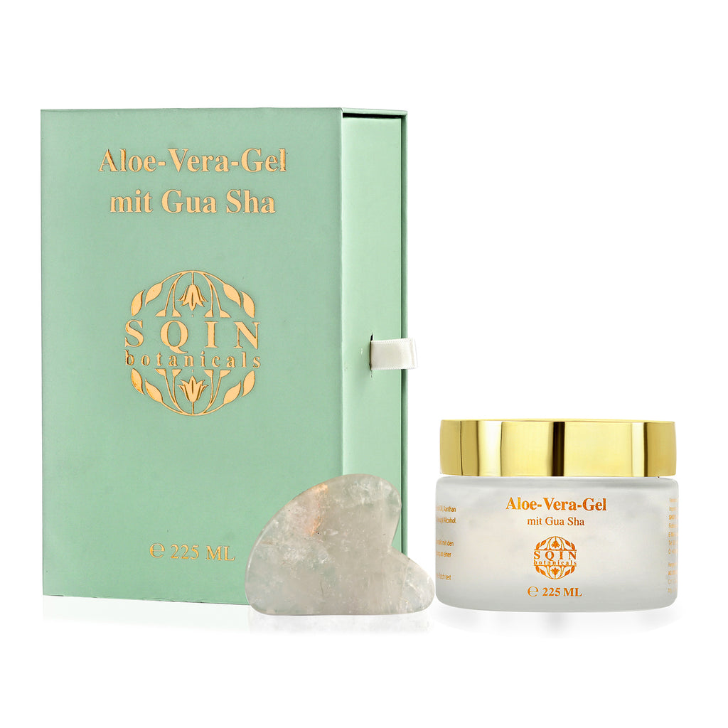 SQIN Botanicals Aloe Vera Gel Set 225 ml mit Rauchquarz Gua Sha