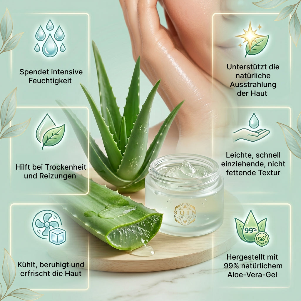 SQIN Botanicals Aloe Vera Gel Set 225 ml mit Rauchquarz Gua Sha
