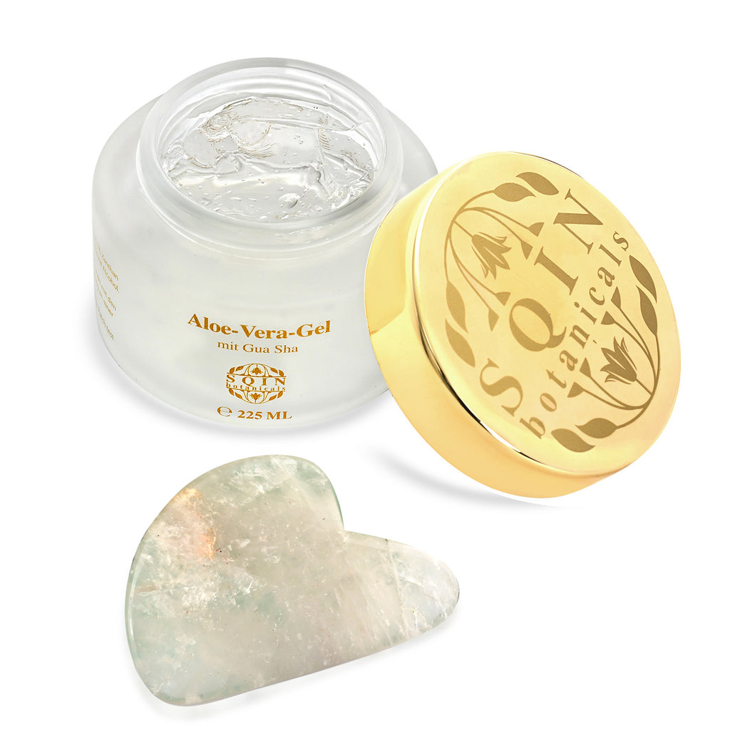 SQIN Botanicals Aloe Vera Gel Set 225 ml mit Rauchquarz Gua Sha