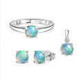 4er Set - AA Natürlicher, äthiopischer Welo Opal Ring (Größe 17.00), Anhänger mit Kette (ca. 50cm), und Ohrringe ca. 2.24 ct