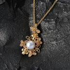 EVER TRUE Süßwasser Perle (8.5-9 mm), Weißer Zirkon Anhänger mit Kette, ca. 50 cm