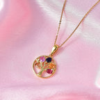 D'Joy Mehrfarbig Saphir, Blauer Saphir Schmuckset ca. 50 cm 925 Silber 750 Gelbgold vermeil ca. 1,19 ct.