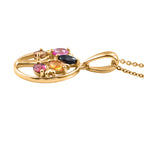 D'Joy Mehrfarbig Saphir, Blauer Saphir Schmuckset ca. 50 cm 925 Silber 750 Gelbgold vermeil ca. 1,19 ct.