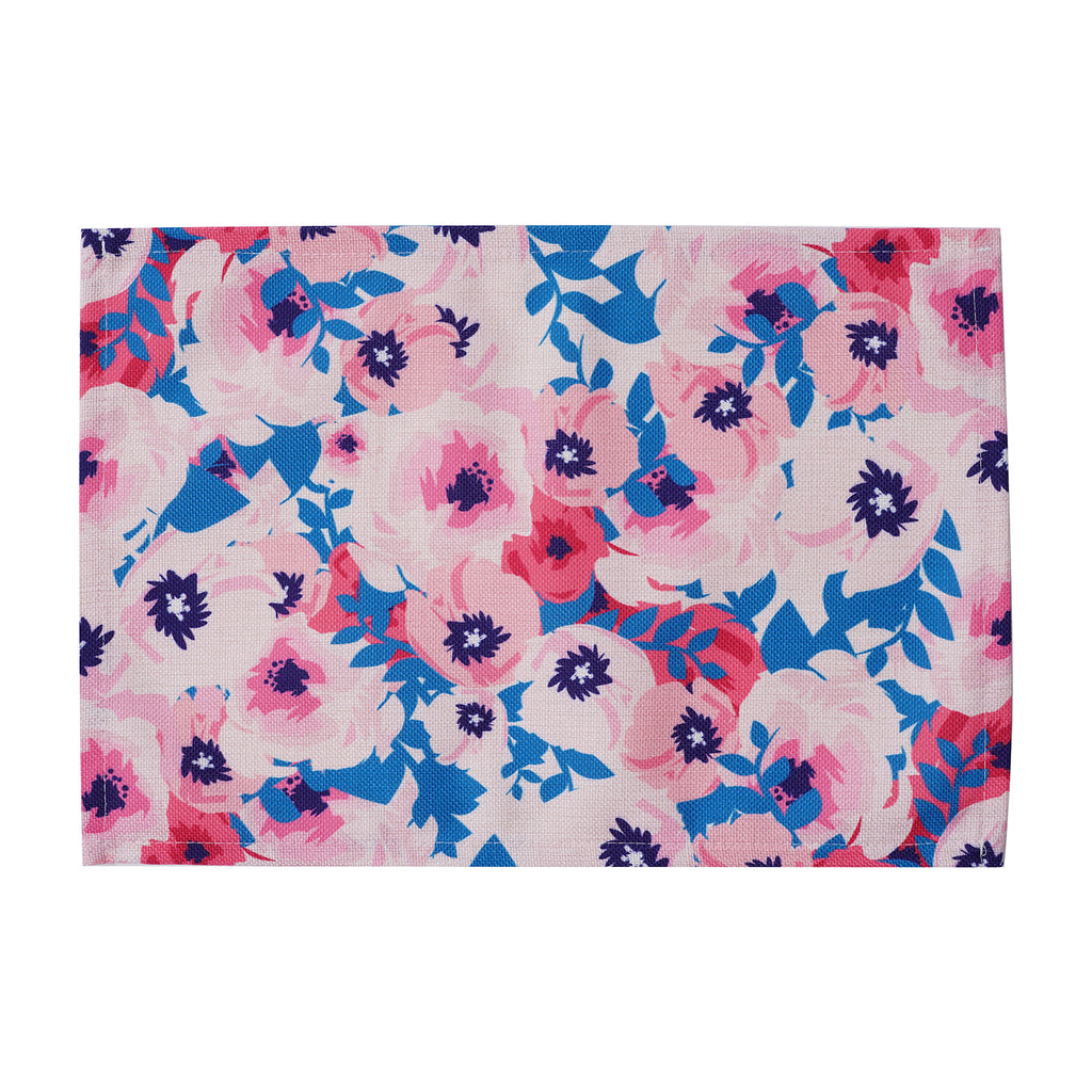 4er-Tischset, Blumenmuster, Rosa