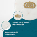 NAKKASHI - 4er-Set, Marmor Untersetzer mit Messingintarsie, Krone, Größe 10x10 cm, Weiß