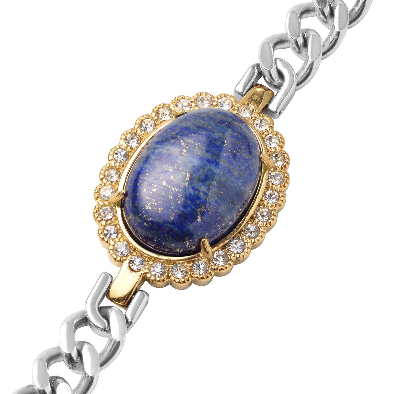 Lapislazuli und Kristall Armband ca. 19 cm Edelstahl Bicolor ca. 41,20 ct