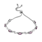Verstellbares, afrikanisches Amethyst-Armband, ca. 26.75 cm, Edelstahl, ca. 2.74 ct