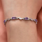 Verstellbares, afrikanisches Amethyst-Armband, ca. 26.75 cm, Edelstahl, ca. 2.74 ct
