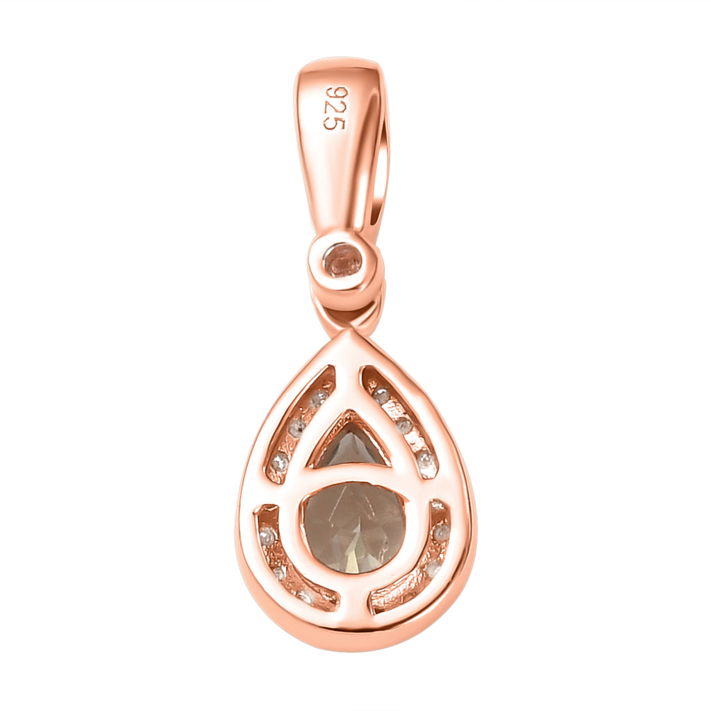 AAA Turkizit und weißer Zirkon-Anhänger, 925 Silber Roségold Vermeil ca. 1.12 ct