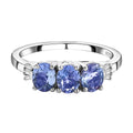Tansanit und weißer Diamant-Ring, 925 Silber platiniert (Größe 16.00) ca. 1.06 ct