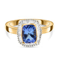 Tansanit und weißer Diamant-Ring, 925 Silber Gelbgold Vermeil (Größe 17.00) ca. 1,88 ct