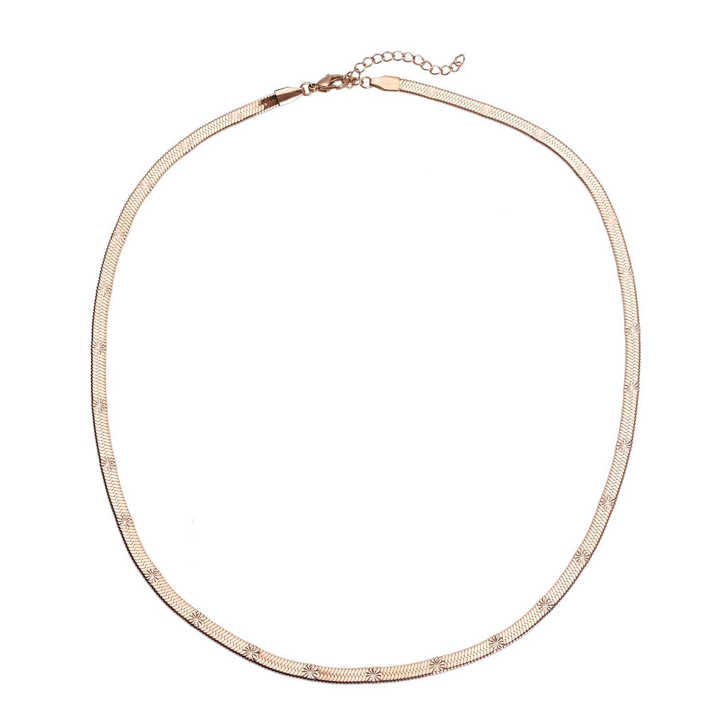 Strukturierte Fischgräten-Gliederkette, ca. 50 cm, 316L Edelstahl roséfarben ca. 10,90g