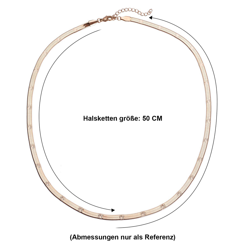 Strukturierte Fischgräten-Gliederkette, ca. 50 cm, 316L Edelstahl roséfarben ca. 10,90g