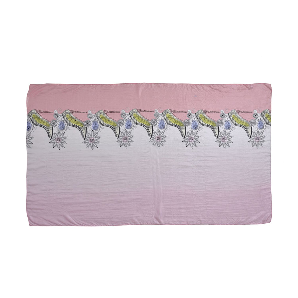 LA MAREY - bedruckter Seidenschal, 180x110 cm, Rosa