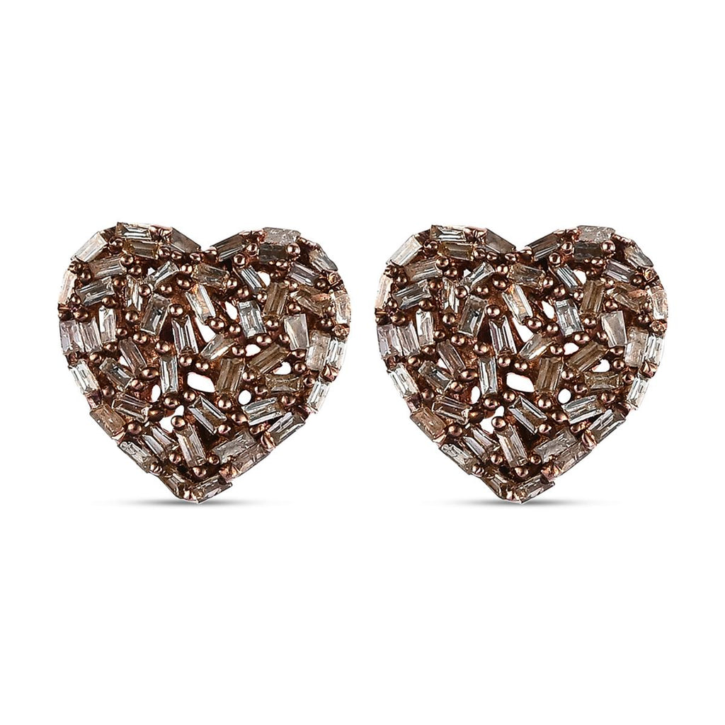 GP Amore-Kollektion - Natürliche Champagner Diamant-Ohrringe, 925 Silber Roségold Vermeil ca. 0.50 ct