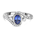 AAA Tansanit und weißer Zirkon-Ring, 925 Silber platiniert (Größe 17.00) ca. 0.92 ct