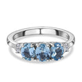 AA Santamaria Aquamarin und weißer Diamant-Ring, 925 Silber platiniert (Größe 16.00) ca. 0,97 ct