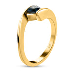 London Blau Topas Bypass Ring 925 Silber vergoldet ca. 0,58 ct