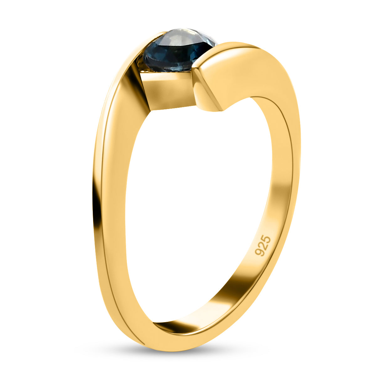 London Blau Topas Bypass Ring 925 Silber vergoldet ca. 0,58 ct