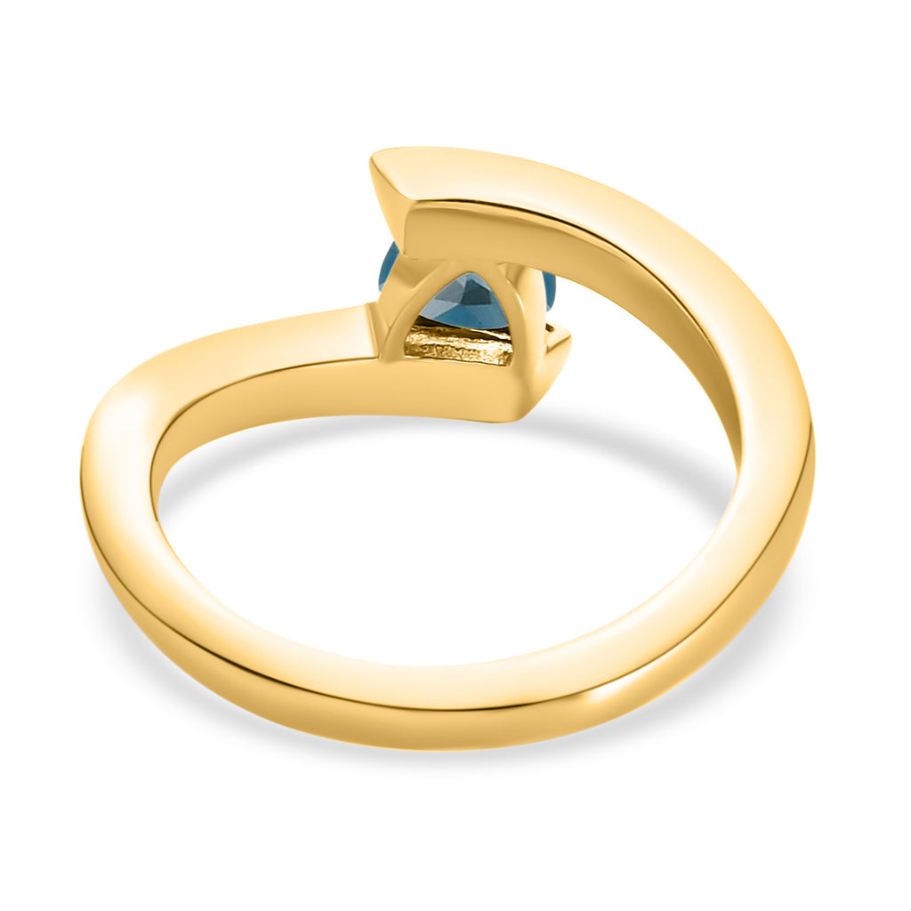 London Blau Topas Bypass Ring 925 Silber vergoldet ca. 0,58 ct