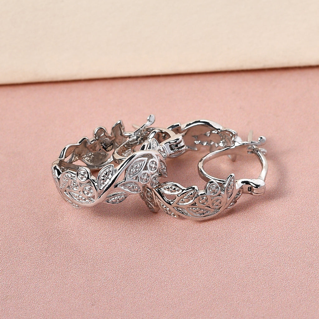 Weiße Diamant-Creolen, 925 Silber rosévergoldet