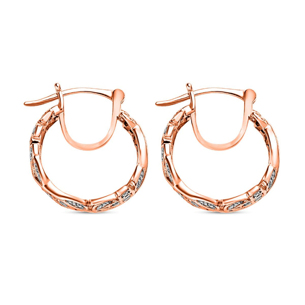 Weiße Diamant-Creolen, 925 Silber rosévergoldet