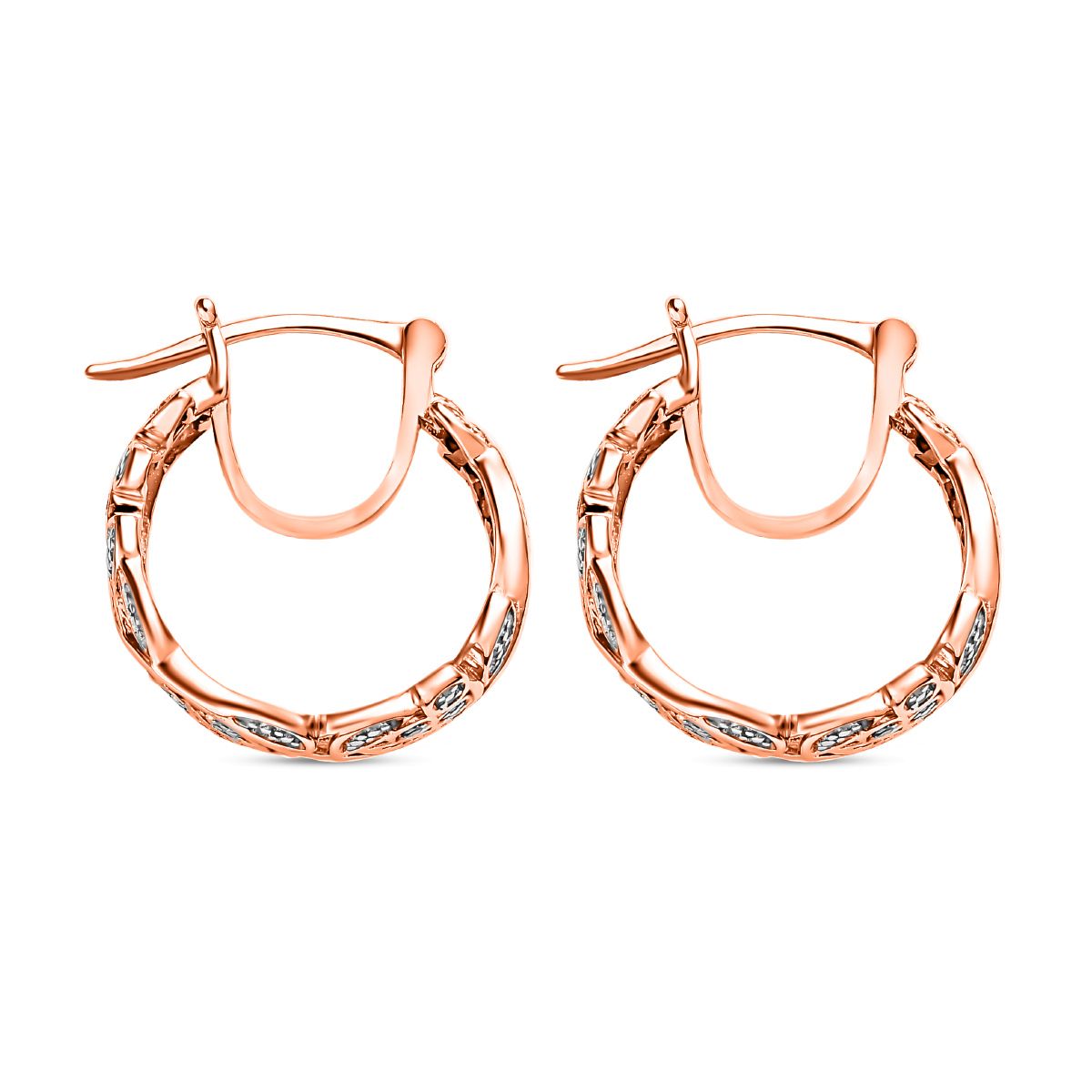 Weiße Diamant-Creolen, 925 Silber rosévergoldet