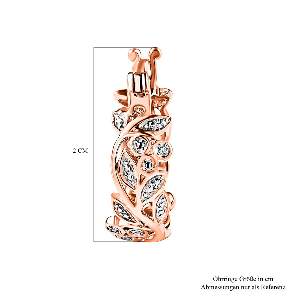 Weiße Diamant-Creolen, 925 Silber rosévergoldet