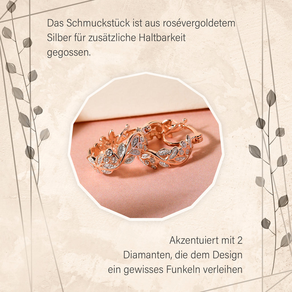 Weiße Diamant-Creolen, 925 Silber rosévergoldet