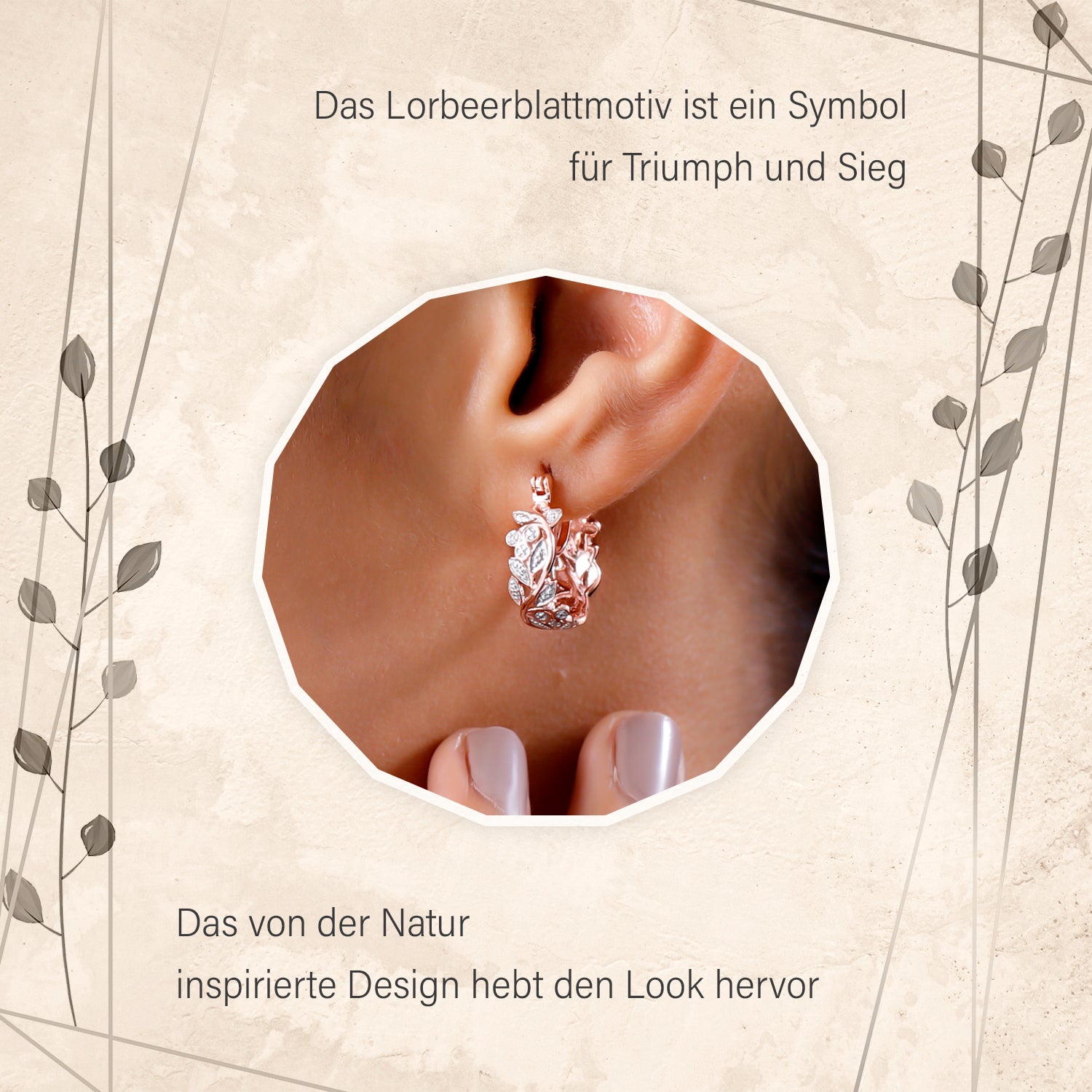 Weiße Diamant-Creolen, 925 Silber rosévergoldet