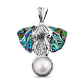 Weiße Mabe Perle (12 mm), Abalone Muschel Anhänger 925 Silber