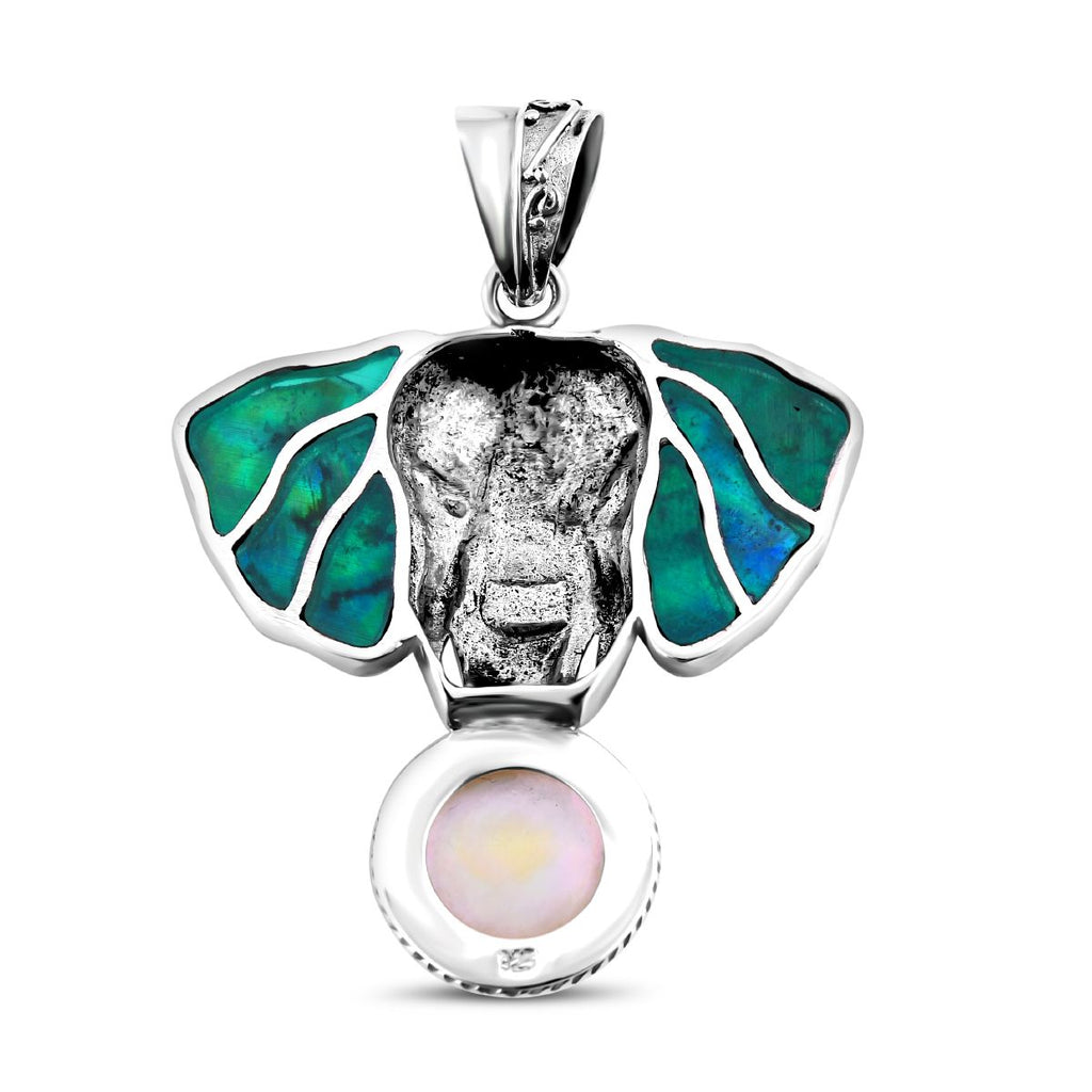 Weiße Mabe Perle (12 mm), Abalone Muschel Anhänger 925 Silber